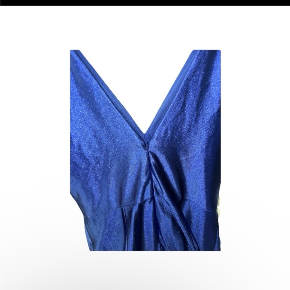 Blondie Nites Satin Mini Dress Size Three Royal Blue Women’s V-neck Thin Straps - Picture 5 of 7